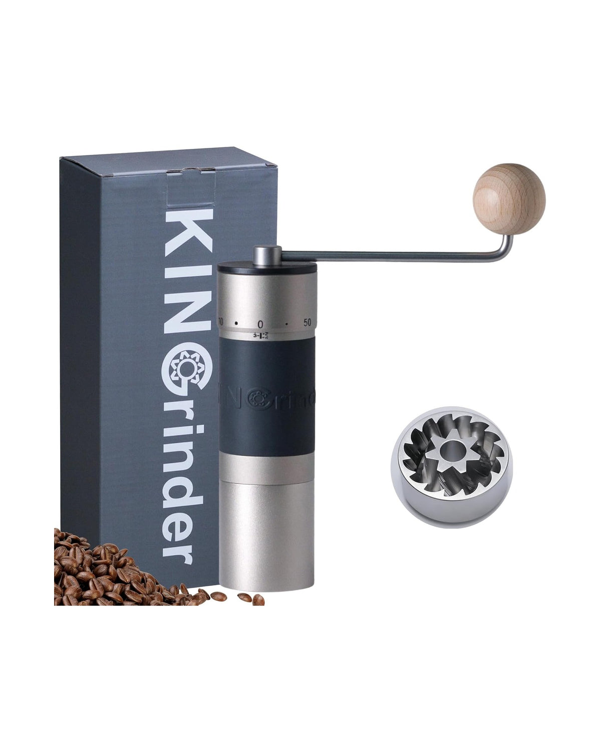 KINGrinder K6 Manual Coffee Grinder — Silver